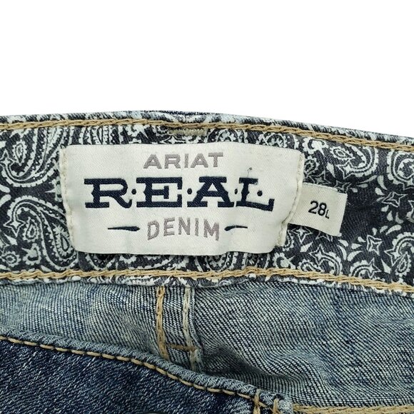 Ariat Jeans Women's Size 28L Real Denim Mid Rise Straight Thick Stitch Stretch - Picture 2 of 11